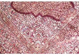 Tappeto Ghom Seta Medaglione Floreale Borgogna Avorio 100x143 Cm
