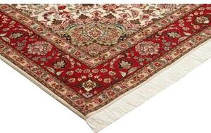 Tappeto Tabriz 50 Raj Medaglione Floreale Avorio Rosso 150x207 Cm