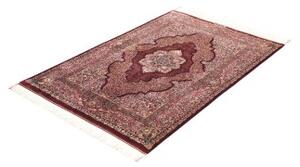 Tappeto Ghom Seta Medaglione Floreale Borgogna Avorio 100x143 Cm