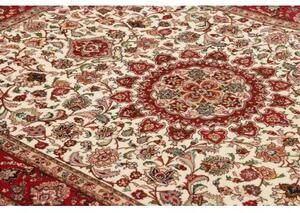 Tappeto Tabriz 50 Raj Medaglione Floreale Avorio Rosso 150x207 Cm