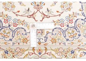 Tappeto Ghom Seta Medaglione Floreale Avorio Blu 100x150 Cm