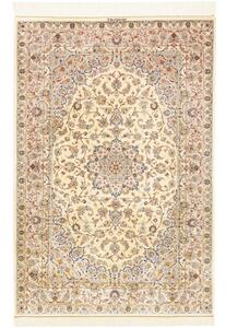 Tappeto Ghom Seta Medaglione Floreale Avorio Blu 100x150 Cm