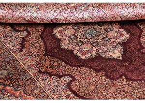 Tappeto Ghom Seta Medaglione Floreale Borgogna Avorio 100x143 Cm
