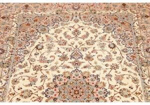 Tappeto Ghom Seta Medaglione Floreale Avorio Blu 100x150 Cm