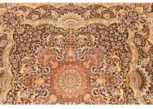 Tappeto Ghom Seta Medaglione Floreale Bordeaux Avorio Quadrato 96x108 Cm