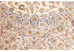 Tappeto Ghom Seta Medaglione Floreale Avorio Blu 100x150 Cm