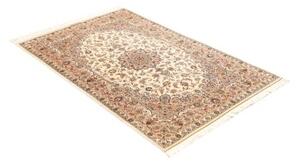 Tappeto Ghom Seta Medaglione Floreale Avorio Blu 100x150 Cm