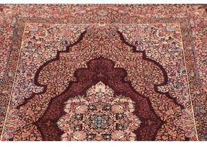 Tappeto Ghom Seta Medaglione Floreale Borgogna Avorio 100x143 Cm