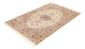 Tappeto Ghom Seta Medaglione Floreale Avorio Blu 100x150 Cm