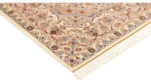 Tappeto Ghom Seta Medaglione Floreale Avorio Blu 100x150 Cm