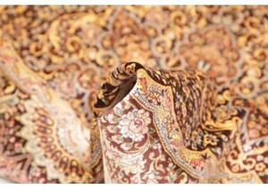 Tappeto Ghom Seta Medaglione Floreale Bordeaux Avorio Quadrato 96x108 Cm