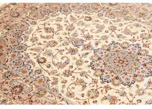 Tappeto Ghom Seta Medaglione Floreale Avorio Blu 100x150 Cm
