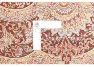 Tappeto Ghom Seta Medaglione Floreale Bordeaux Avorio Quadrato 96x108 Cm