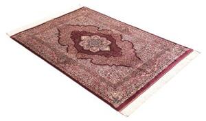 Tappeto Ghom Seta Medaglione Floreale Borgogna Avorio 100x143 Cm