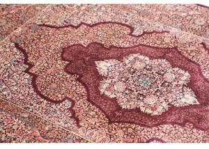 Tappeto Ghom Seta Medaglione Floreale Borgogna Avorio 100x143 Cm