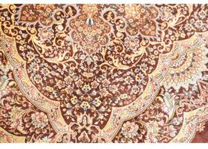 Tappeto Ghom Seta Medaglione Floreale Bordeaux Avorio Quadrato 96x108 Cm