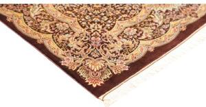 Tappeto Ghom Seta Medaglione Floreale Bordeaux Avorio Quadrato 96x108 Cm