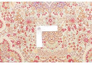 Tappeto Ghom Seta Medaglione Floreale Borgogna Avorio 80x121 Cm