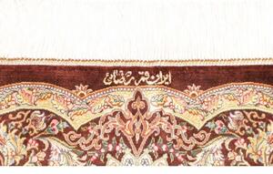 Tappeto Ghom Seta Medaglione Floreale Bordeaux Avorio Quadrato 96x108 Cm