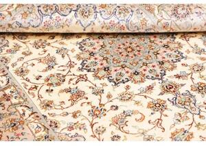 Tappeto Ghom Seta Medaglione Floreale Avorio Blu 100x150 Cm