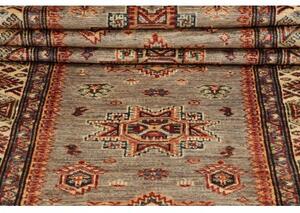 Tappeto Kazak Fine Geometrico Beige Rosso Mattone Corsia 86x413 Cm