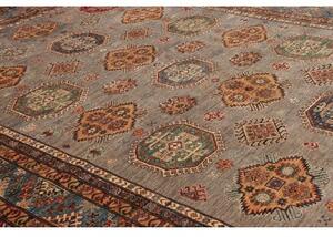 Tappeto Kazak Fine Geometrico Grigio Rosso 277x374 Cm