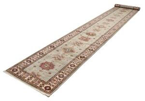 Tappeto Kazak Fine Geometrico Grigio Rosso Mattone Corsia 82x576 Cm