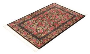 Tappeto Ghom Seta Floreale Nero Rosa 78x119 Cm