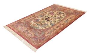 Tappeto Ghom Seta Figurativo Rosa Antico Beige 130x198 Cm