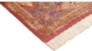 Tappeto Ghom Seta Figurativo Rosa Antico Beige 130x198 Cm