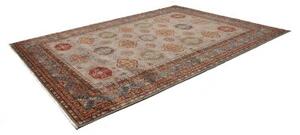 Tappeto Kazak Fine Geometrico Grigio Rosso 277x374 Cm