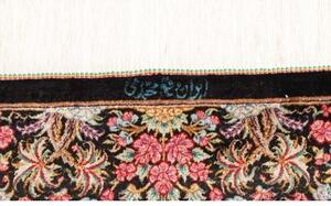 Tappeto Ghom Seta Floreale Nero Rosa 78x119 Cm