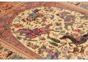 Tappeto Ghom Seta Figurativo Rosa Antico Beige 130x198 Cm