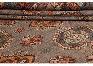 Tappeto Kazak Fine Geometrico Grigio Rosso 277x374 Cm