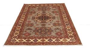 Tappeto Kazak Fine Stilizzato Grigio Rosso 154x200 Cm