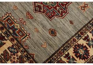Tappeto Kazak Fine Geometrico Grigio Rosso Mattone Corsia 82x576 Cm
