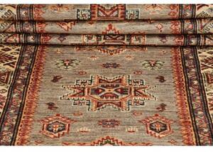 Tappeto Kazak Fine Geometrico Grigio Rosso Corsia 75x597 Cm