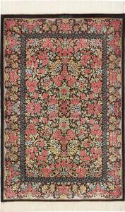 Tappeto Ghom Seta Floreale Nero Rosa 78x119 Cm