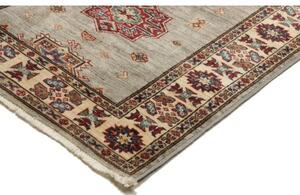 Tappeto Kazak Fine Geometrico Grigio Rosso Mattone Corsia 82x576 Cm