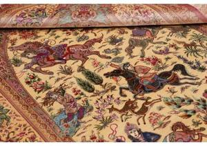 Tappeto Ghom Seta Figurativo Rosa Antico Beige 130x198 Cm