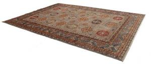 Tappeto Kazak Fine Geometrico Grigio Rosso 277x374 Cm