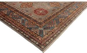 Tappeto Kazak Fine Geometrico Grigio Rosso 277x374 Cm