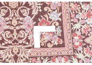 Tappeto Ghom Seta Medaglione Floreale Marrone Scuro Rosso Bordeaux 80x120 Cm