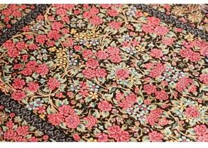 Tappeto Ghom Seta Floreale Nero Rosa 78x119 Cm