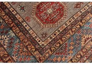 Tappeto Kazak Fine Geometrico Grigio Rosso 277x374 Cm