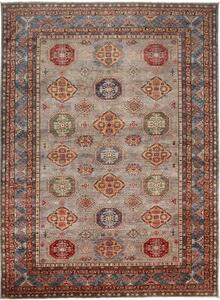 Tappeto Kazak Fine Geometrico Grigio Rosso 277x374 Cm