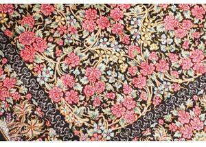 Tappeto Ghom Seta Floreale Nero Rosa 78x119 Cm