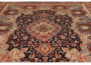 Tappeto Kashamr Zirkhaki Medaglione Floreale Blu Notte Rosso Mattone 294x396 Cm