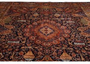 Tappeto Kashamr Zirkhaki Medaglione Floreale Blu Scuro Ruggine 300x389 Cm