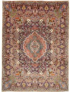 Tappeto Kashamr Zirkhaki Medaglione Floreale Rosso Mattone Blu Scuro 294x390 Cm